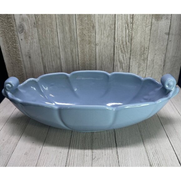 Vintage Abingdon Art Pottery Console Bowl Centerpiece USA Blue 12'' Long - Picture 1 of 9